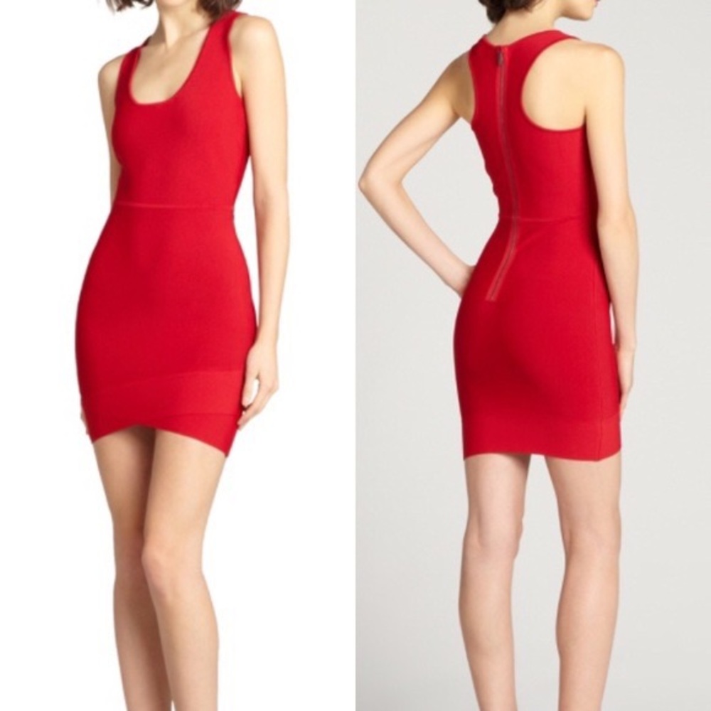 BCBG red racerback bodycon mini dress
